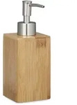 Relaxdays Seifenspender Bambus eckig, manuell, HxBxT: 18 x 6,5 x 8 cm, Lotionspender,