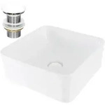 LuxeBath ML-Design Aufsatzwaschbecken Keramik Wei&szlig; 39x39x15 cm, quadratisch, inkl.