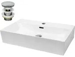 LuxeBath ECD Germany Aufsatzwaschbecken Keramik Wei&szlig; 515&times;360&times;130 mm, eckig, mit
