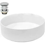 LuxeBath ECD Germany Aufsatzwaschbecken Keramik Wei&szlig; &Oslash;355&times;120 mm, rund, ohne