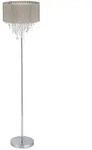 Relaxdays Stehlampe Kristall, Lampenschirm aus Organza, runder Standfu&szlig;, E27,