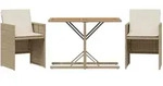 vidaXL 3-tlg. Bistro-Set mit Kissen Beige Poly Rattan