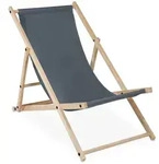 Relaxdays Liegestuhl Holz, Holz Strandliege mit Stoffbezug, klappbar & verstellbar,