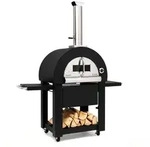 Klarstein Diavolo Napoletana Pizzaofen Holzofen rostfreier Edelstahl Schwarz
