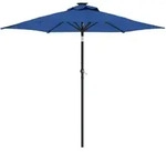 vidaXL Sonnenschirm mit LED und Stahlmast Azurblau 225x225x212 cm