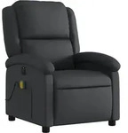 vidaXL Massagesessel Elektrisch Schwarz Echtleder