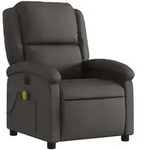 vidaXL Massagesessel Elektrisch Dunkelbraun Echtleder