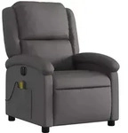 vidaXL Massagesessel Elektrisch Grau Echtleder
