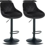 CLP 2er Set Barhocker Lazio Samt schwarz/schwarz