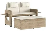 vidaXL Gartenbank Verstellbar mit Kissen Beige Poly Rattan