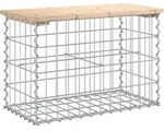 vidaXL Gartenbank aus Gabionen 63x31,5x42 cm Massivholz Kiefer