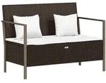 vidaXL Gartenbank 2-Sitzer mit Kissen Braun Poly Rattan