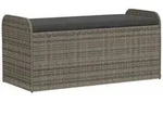 vidaXL Sitzbank mit Stauraum & Kissen Grau 115x51x52 cm Poly Rattan