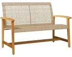 vidaXL Gartenbank Beige 112 cm Poly Rattan und Akazienholz