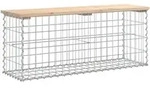 vidaXL Gartenbank aus Gabionen 103x31,5x42 cm Massivholz Kiefer