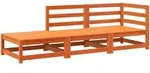 vidaXL Gartensofa mit Fu&szlig;hocker 2-Sitzer Wachsbraun Massivholz Kiefer