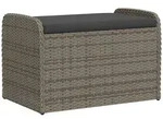 vidaXL Sitzbank mit Stauraum & Kissen Grau 80x51x52 cm Poly Rattan