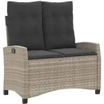 vidaXL Gartenbank Verstellbar mit Kissen Hellgrau Poly Rattan