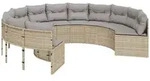 vidaXL Gartensofa mit Kissen Rund Beige Poly-Rattan
