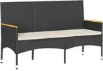 vidaXL Gartenbank 3-Sitzer mit Kissen Schwarz Poly Rattan