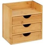 Relaxdays Schreibtisch Organizer, Ablage, 3 Schubladen, f&uuml;r B&uuml;routensilien, Bambus