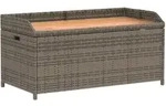 vidaXL Bank mit Stauraum Grau 100x50x52 cm Poly Rattan Akazienholz