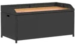vidaXL Bank mit Stauraum Schwarz 100x50x52 cm Poly Rattan Akazienholz