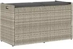vidaXL Outdoor-Sitzbank mit Stauraum und Kissen Hellgrau 100 cm
