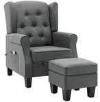 vidaXL Massagesessel mit Hocker Hellgrau Stoff