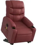 vidaXL Massagesessel mit Aufstehhilfe Elektrisch Weinrot Kunstleder