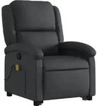 vidaXL Massagesessel mit Aufstehhilfe Schwarz Echtleder