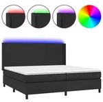 vidaXL Boxspringbett mit Matratze & LED Schwarz 200x200 cm Kunstleder