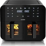 Arendo Hei&szlig;luftfritteuse XXL, Doppelkammer Airfryer 9 L, Dual Zone, Sichtfenster mit