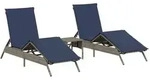 vidaXL Sonnenliegen 2 Stk. mit Tisch Grau Poly Rattan