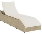 vidaXL Klappliege mit Auflage und Stauraum Beige Poly-Rattan