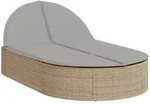 vidaXL Doppel-Sonnenliege mit Auflagen Beige Poly Rattan