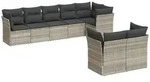 vidaXL 8-tlg. Garten-Sofagarnitur mit Kissen Hellgrau Poly Rattan