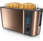 Arendo Toaster f&uuml;r 4 Scheiben, 1500W, Langschlitz, Br&ouml;tchenaufsatz,...