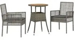 vidaXL Garten Essgruppe 3 pcs Grau Poly-Rattan