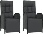 vidaXL Garten-Relaxsessel mit Kissen 2 Stk. Poly Rattan Schwarz