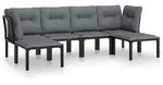 vidaXL 6-tlg. Garten-Lounge-Set Schwarz und Grau Poly Rattan