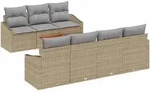 vidaXL Garten-Sofa-Set mit Kissen 8 pcs Beige Poly Rattan