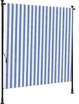 vidaXL Au&szlig;enrollo Blau und Wei&szlig; 200x270 cm Stoff und Stahl