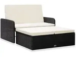 vidaXL 2-tlg. Garten-Lounge-Set mit Auflagen Poly Rattan Schwarz