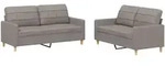 vidaXL 2-tlg. Sofagarnitur mit Kissen Taupe Stoff