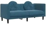 vidaXL Sofa mit Kissen 2-Sitzer Blau Samt