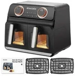 tectake Hei&szlig;luftfritteuse Samurai, 2 Garr&auml;ume, 7 Programme, 2400W Schwarz