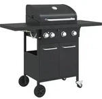vidaXL Gasgrill mit 4 Flammen Schwarz Pulverbeschichteter Stahl
