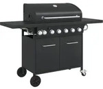 vidaXL Gasgrill mit 7 Flammen Schwarz Pulverbeschichteter Stahl