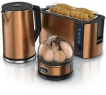 Arendo - Wasserkocher mit Toaster und Eierkocher SET Edelstahl Kupfer Wasserkocher
